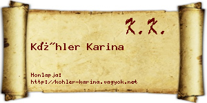 Köhler Karina névjegykártya